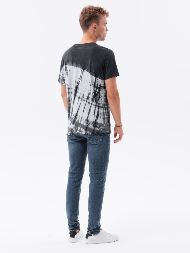 T-shirt męski bawełniany TIE DYE - grafitowy V1 S1617 - XXL