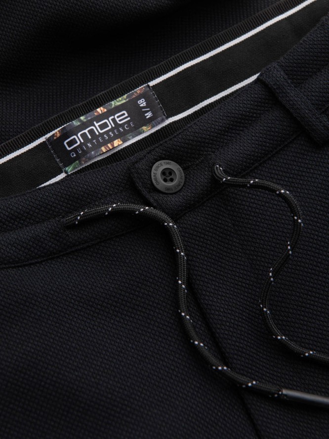 Dzianinowe spodnie męskie z gumką w pasie - czarne V4 OM-PACP-0116 - XXL