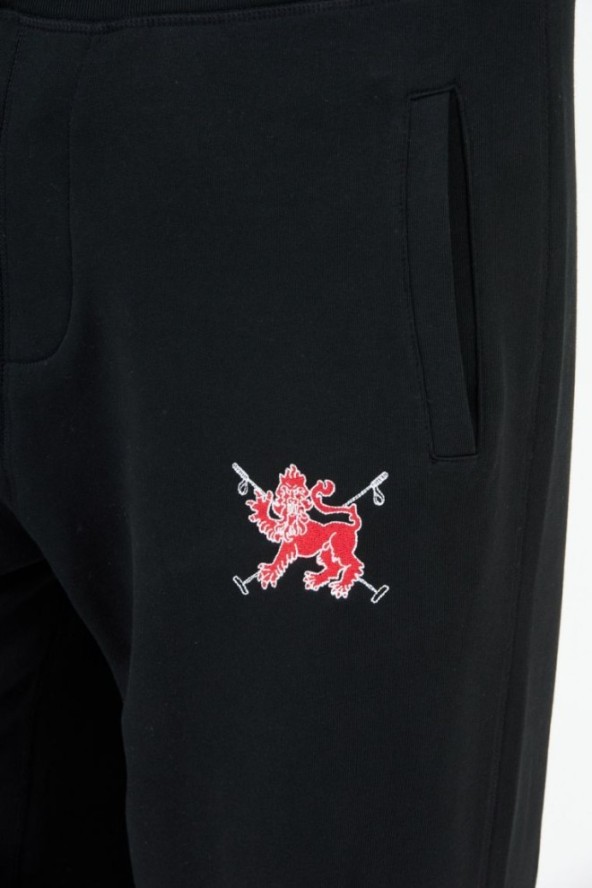 LA MARTINA Czarne spodnie dresowe z wyszywanym logo