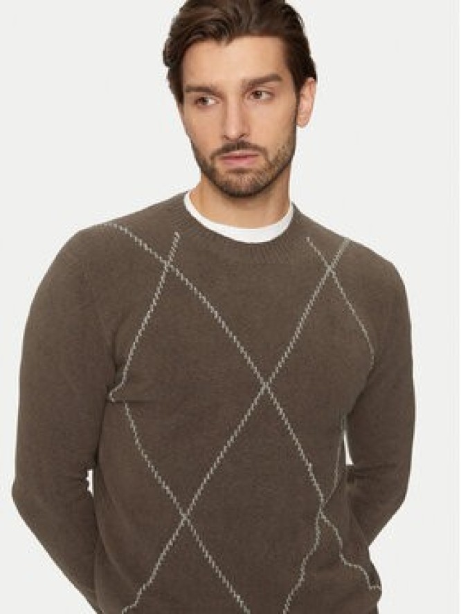 Sisley Sweter 1QPST103W Brązowy Regular Fit