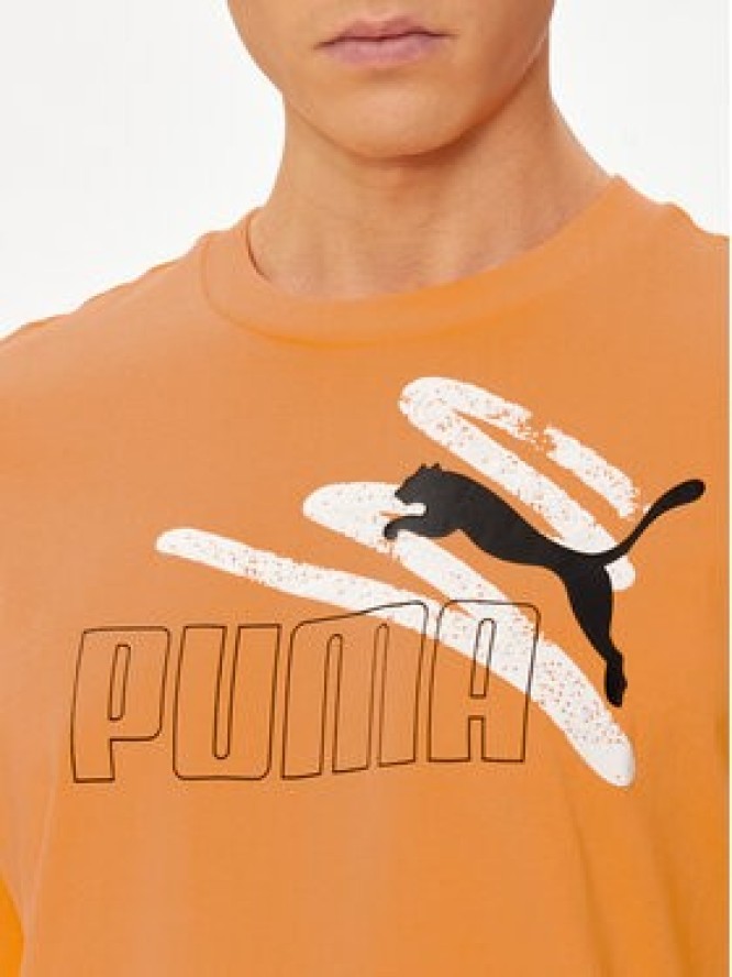 Puma T-Shirt Ess+ Logo 678988 Pomarańczowy Regular Fit