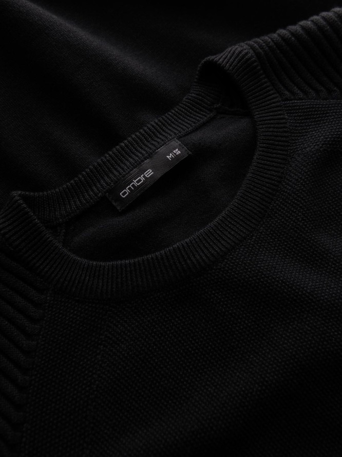 Męski sweter raglan z prążkowanymi rękawami – czarny V2 OM-SWSW-0144 - XXL
