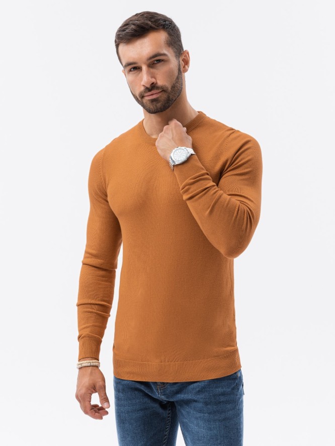 Elegancki sweter męski - camel V12 E177 - XXL