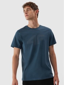 4F T-Shirt 4FAW23TTSHM0877 Niebieski Regular Fit