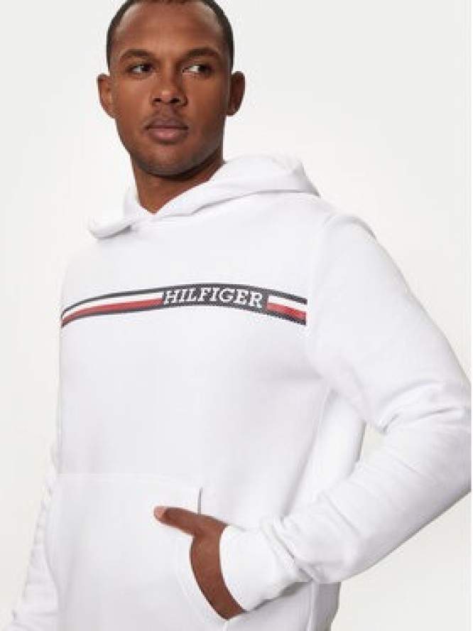 Tommy Hilfiger Bluza Chest Stripe MW0MW36737 Biały Regular Fit