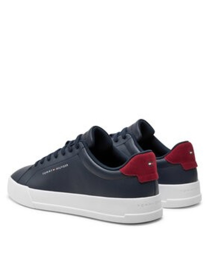 Tommy Hilfiger Sneakersy Th Court Leather Grain Ess FM0FM05297 Granatowy