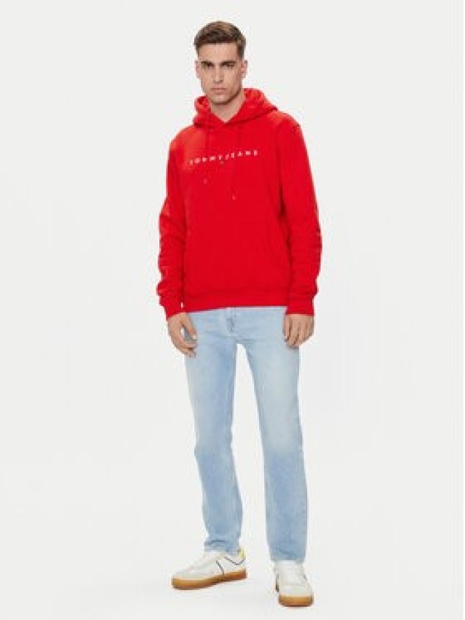 Tommy Jeans Bluza Linear Logo DM0DM17985 Czerwony Regular Fit