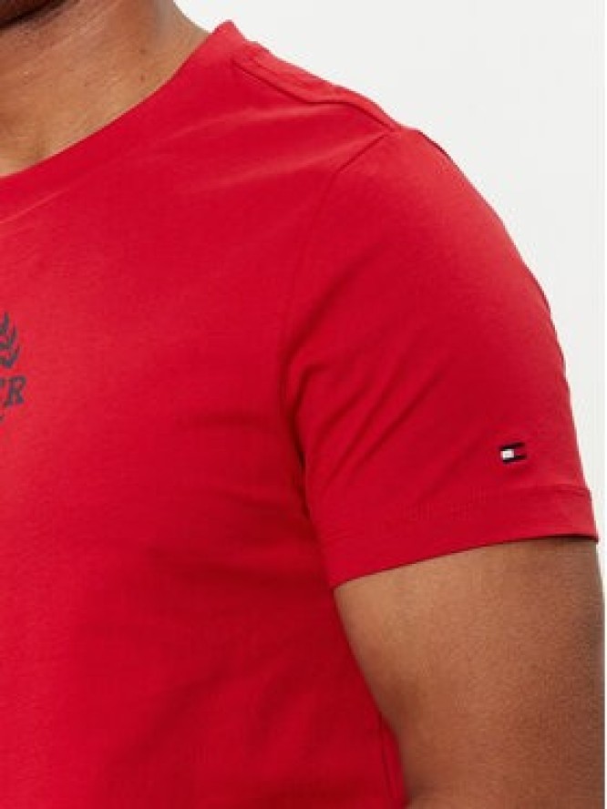 Tommy Hilfiger T-Shirt Global Stripe MW0MW34388 Czerwony Regular Fit