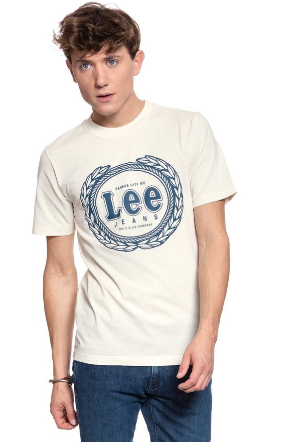 LEE T SHIRT EMBLEM TEE ECRU L61XFELO