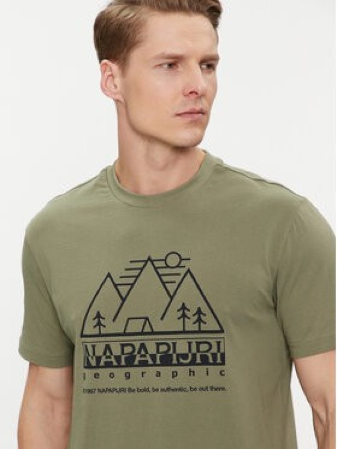 Napapijri T-Shirt S-Faber NP0A4HQE Zielony Regular Fit