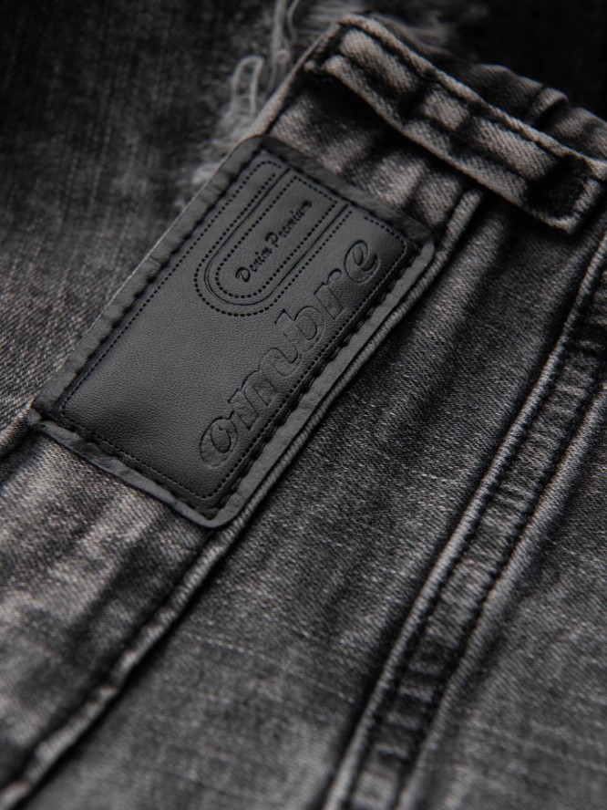 Spodnie męskie jeansowe z dziurami SLIM FIT - szare V2 P1065 - XXL