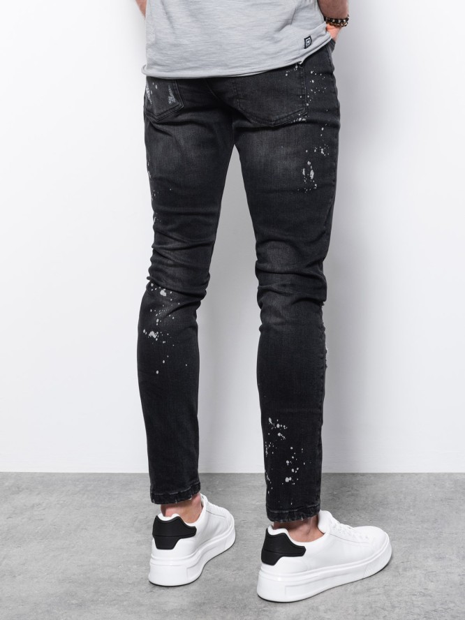 Spodnie męskie jeansowe z dziurami SLIM FIT - czarne V3 P1065 - M