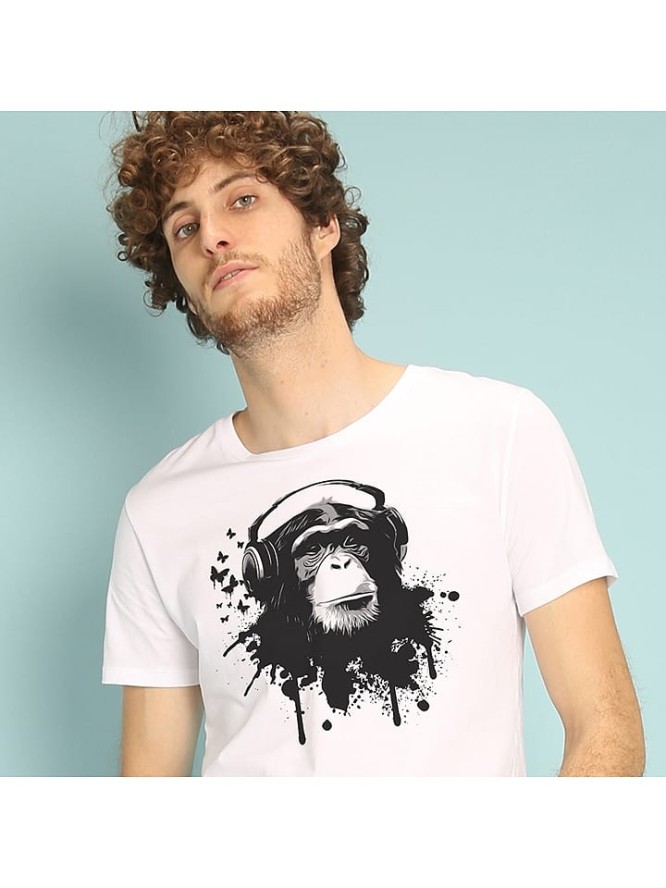 WOOOP Koszulka "Creative Monkey" w kolorze białym rozmiar: M