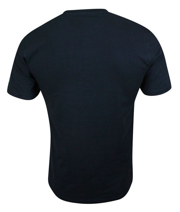 Granatowy T-shirt Bawełniany, z Nadrukiem, Męski, Krótki Rękaw, U-neck -PAKO JEANS