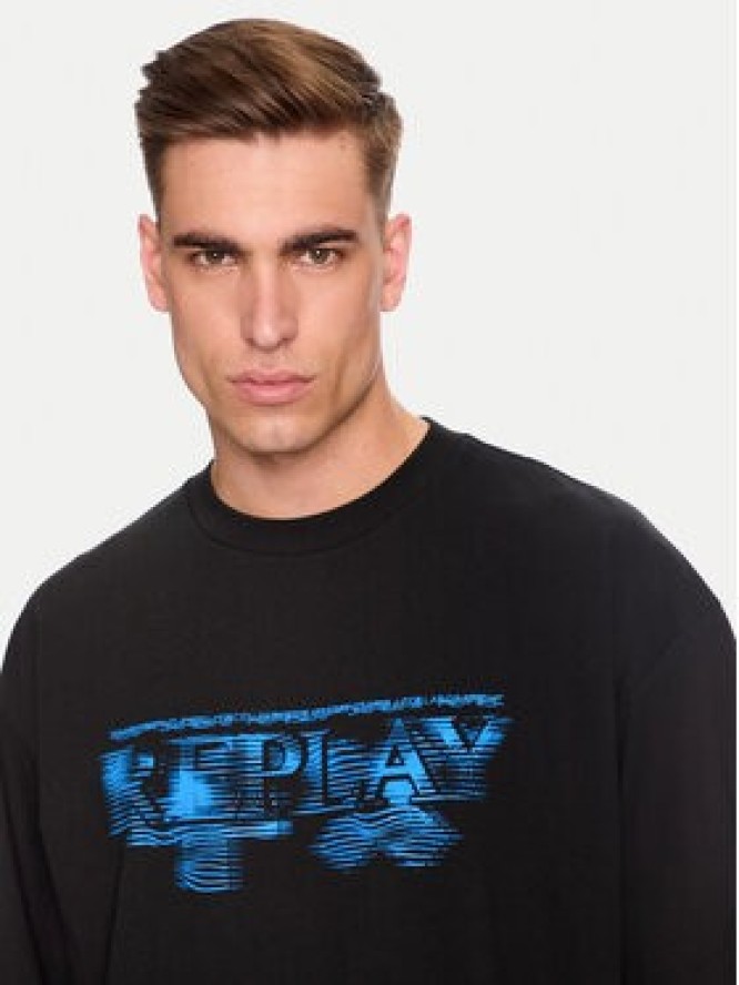 Replay T-Shirt MMG340.000.23454 Czarny Oversize