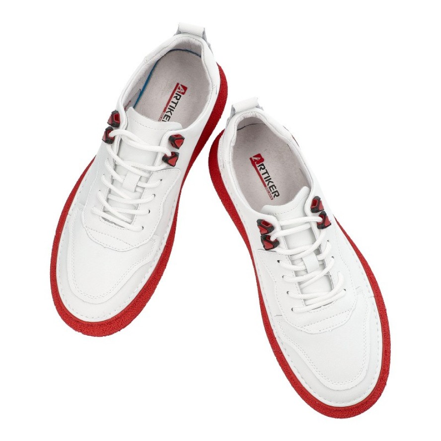 Biało-Czerwone Sneakersy Artiker Stylowe Obuwie Męskie