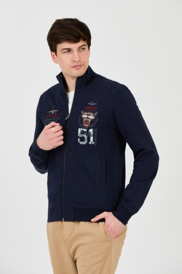 AERONAUTICA MILITARE Granatowy bluza Embroidered 51st