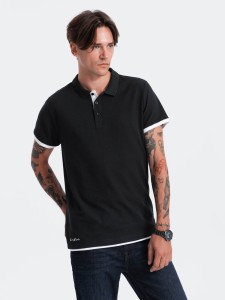 Koszulka męska polo bawełniana - czarny V8 OM-POSS-0113 - XXL