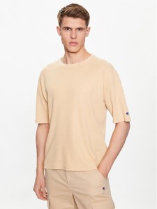 Champion T-Shirt 218647 Beżowy Regular Fit