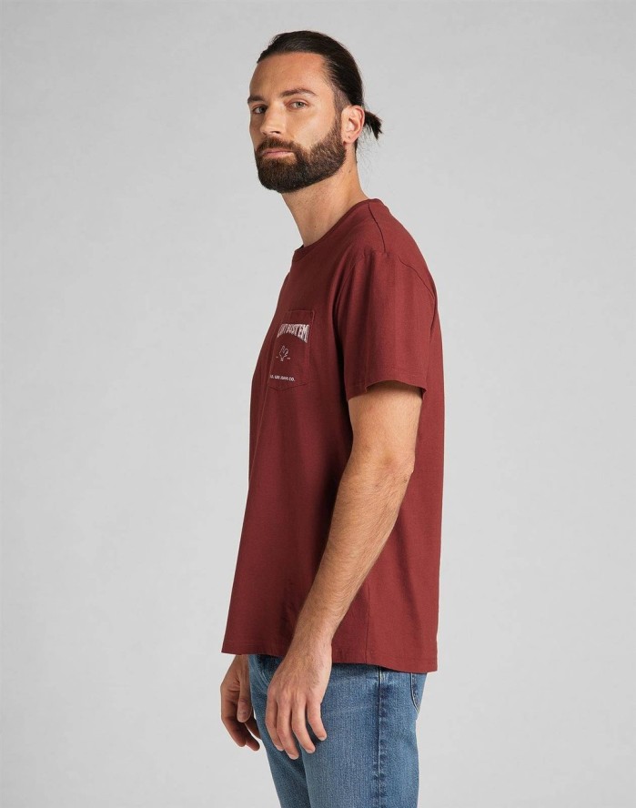 LEE SS CANT BUSTEM TEE MĘSKI T-SHIRT KOSZULKA NADRUK FIRED BRICK L60YFETM 112140374