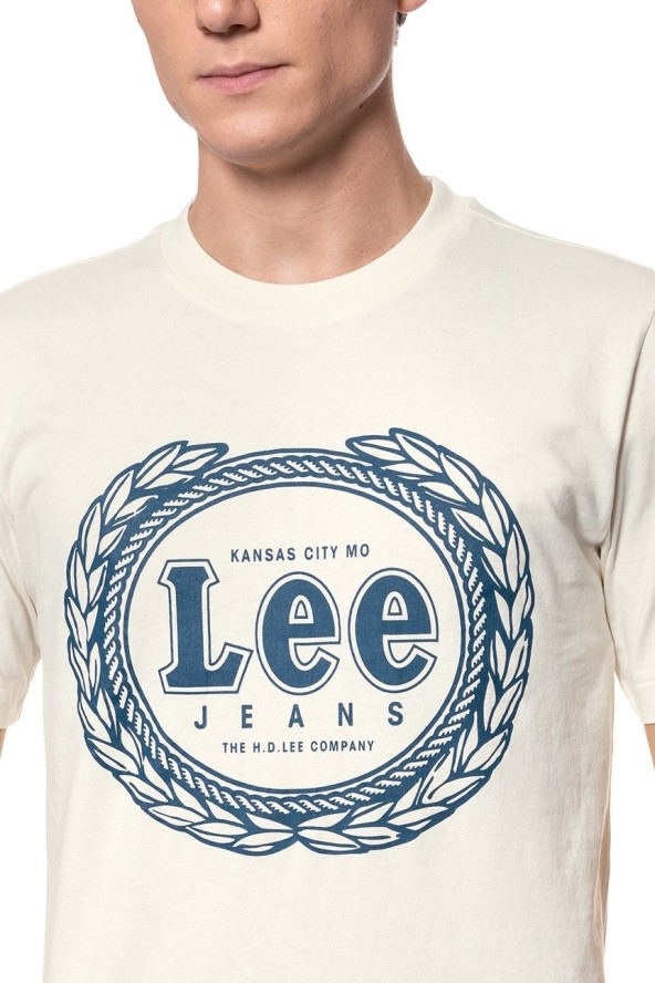 LEE T SHIRT EMBLEM TEE ECRU L61XFELO