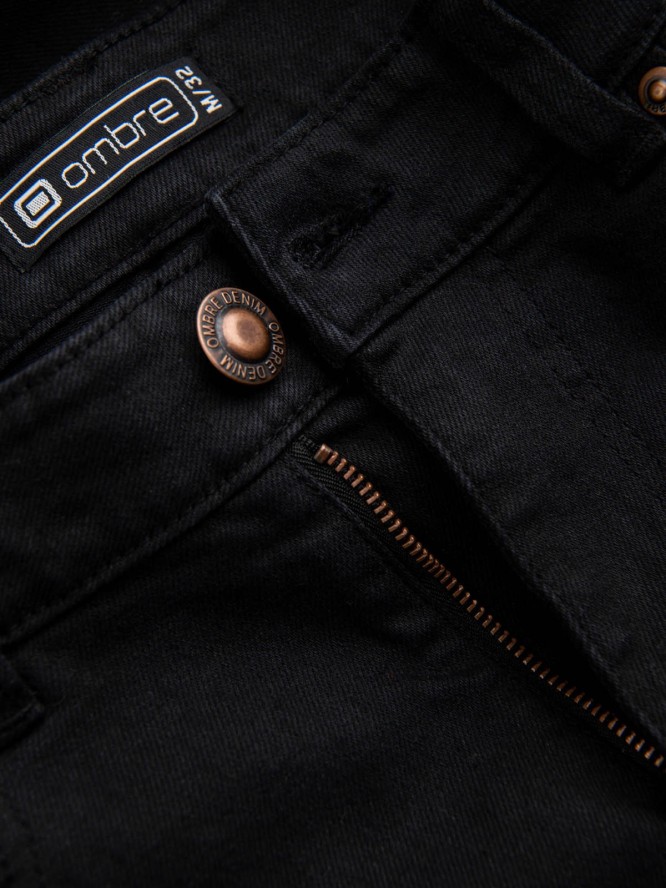 Męskie spodnie jeansowe bez przetarć SLIM FIIT - czarne V11 OM-PADP-0148 - XXL