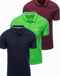 Zestaw koszulek męskich polo z dzianiny pique 3-pak - mix V12 Z28 - XXL