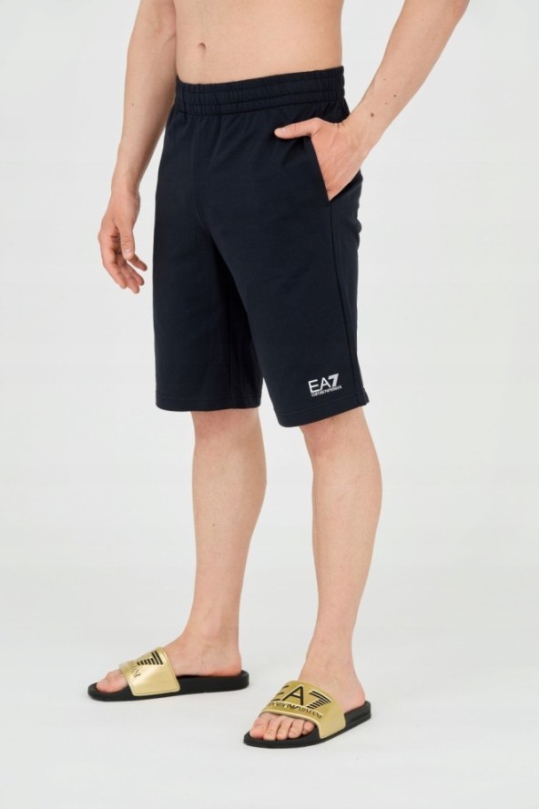 EA7 Granatowe shorty męskie z białym logo