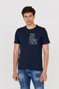 AERONAUTICA MILITARE Granatowy t-shirt męski