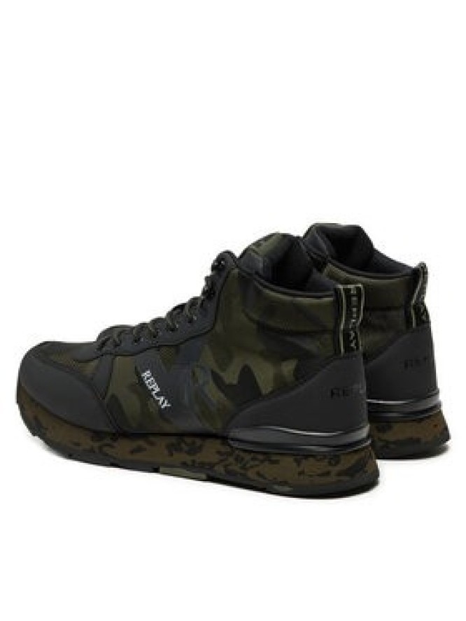 REPLAY Sneakersy Arthur Mid Camo Mid-Top GMS68.000.C0092T Zielony