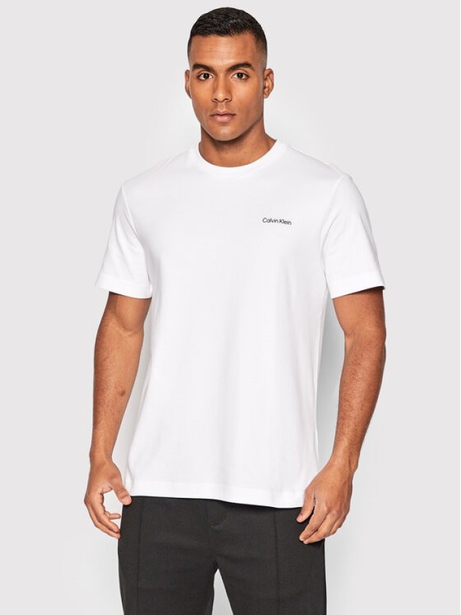 Calvin Klein T-Shirt Micro Logo Interlock K10K109894 Biały Regular Fit