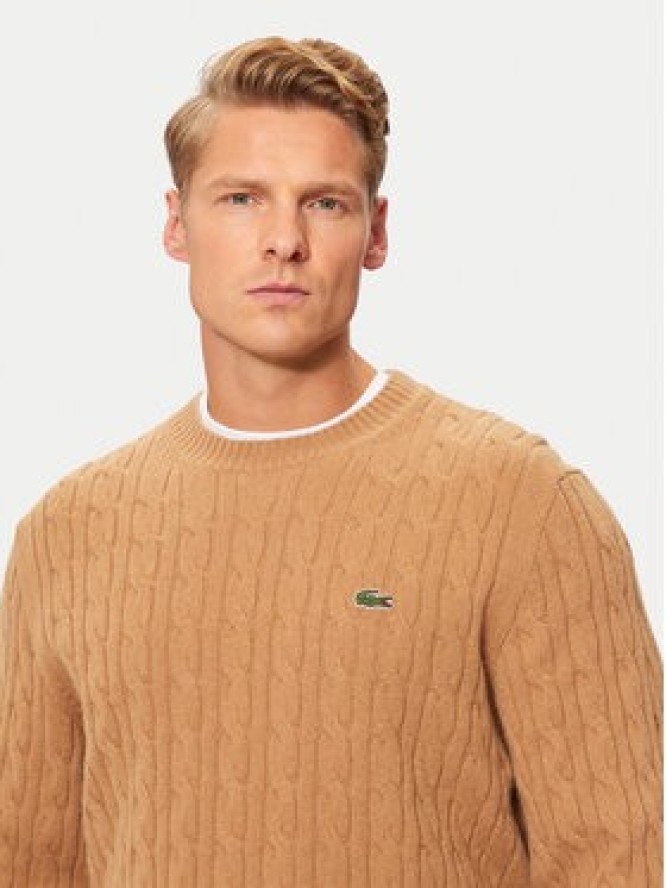 Lacoste Sweter AH2924 Brązowy Regular Fit