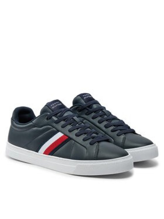 Tommy Hilfiger Sneakersy Icon Court Lth Stripes FM0FM05163 Granatowy