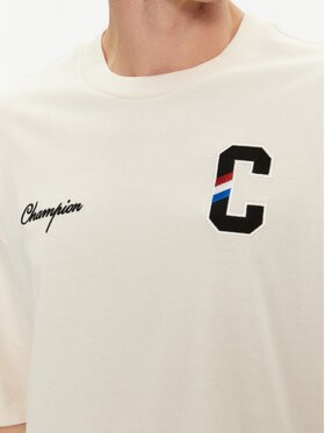 Champion T-Shirt 219855 Beżowy Custom Fit