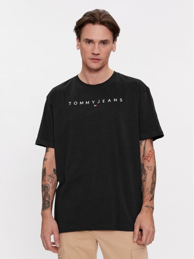 Tommy Jeans T-Shirt Linear Logo DM0DM17993 Czarny Regular Fit