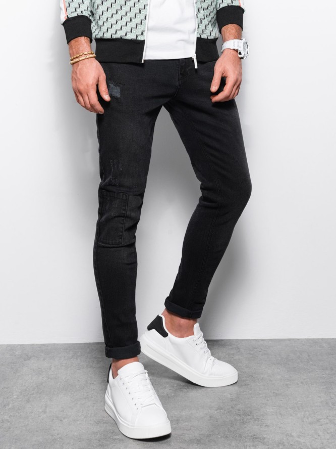 Spodnie męskie jeansowe SKINNY FIT - czarne P1060 - XXL