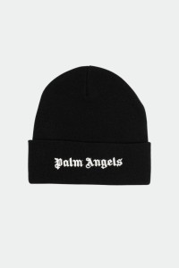 PALM ANGELS Czarna czapka z białym logo