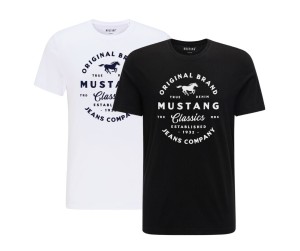 2PACK MUSTANG ALEX C PRINT MĘSKI T-SHIRT KOSZULKA LOGO TEE BLACK WHITE 1015052 CZARNY BIAŁY