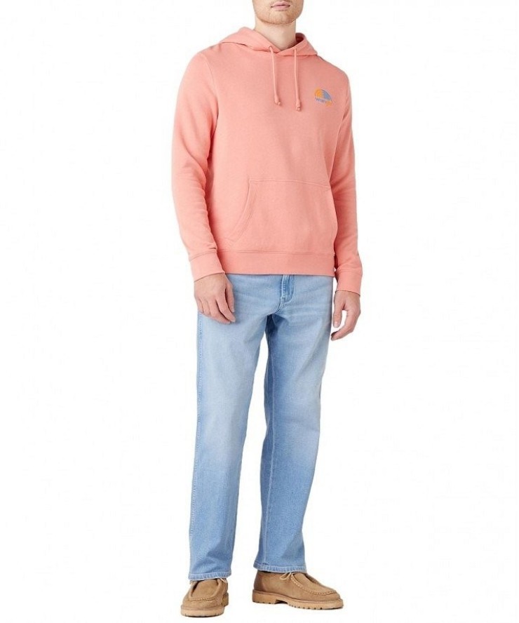 WRANGLER RAINBOW HOODIE MĘSKA BLUZA Z KAPTUREM LOGO SPICED CORAL W6H8HAX6Y