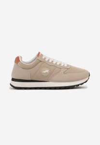 Beżowe Buty Sportowe Sneakersy z Ozdobną Aplikacją Salintia