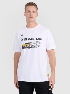 4F T-shirt regular z nadrukiem męski 4F x Drift Masters - biały XL