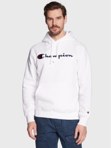 Champion Bluza Script Logo Embroidery 217858 Biały Regular Fit