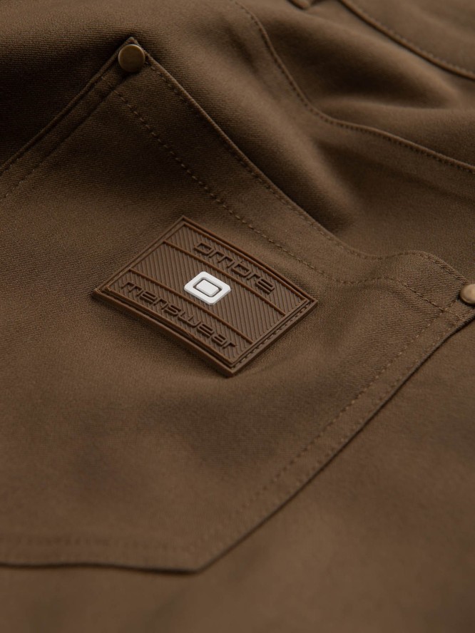 Spodnie męskie materiałowe REGULAR z kieszeniami cargo - oliwkowe V2 OM-PACG-0178 - XXL