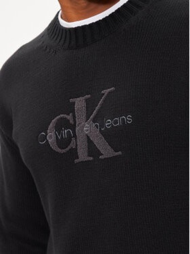 Calvin Klein Jeans Sweter Chenille Mnologo J30J326887 Czarny Regular Fit