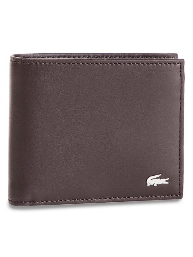 Lacoste Duży Portfel Męski Large Billfold & Coin NH1112FG Brązowy