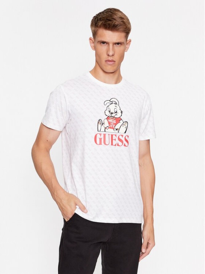 Guess T-Shirt Banksy M3BI98 JR06K Biały Slim Fit