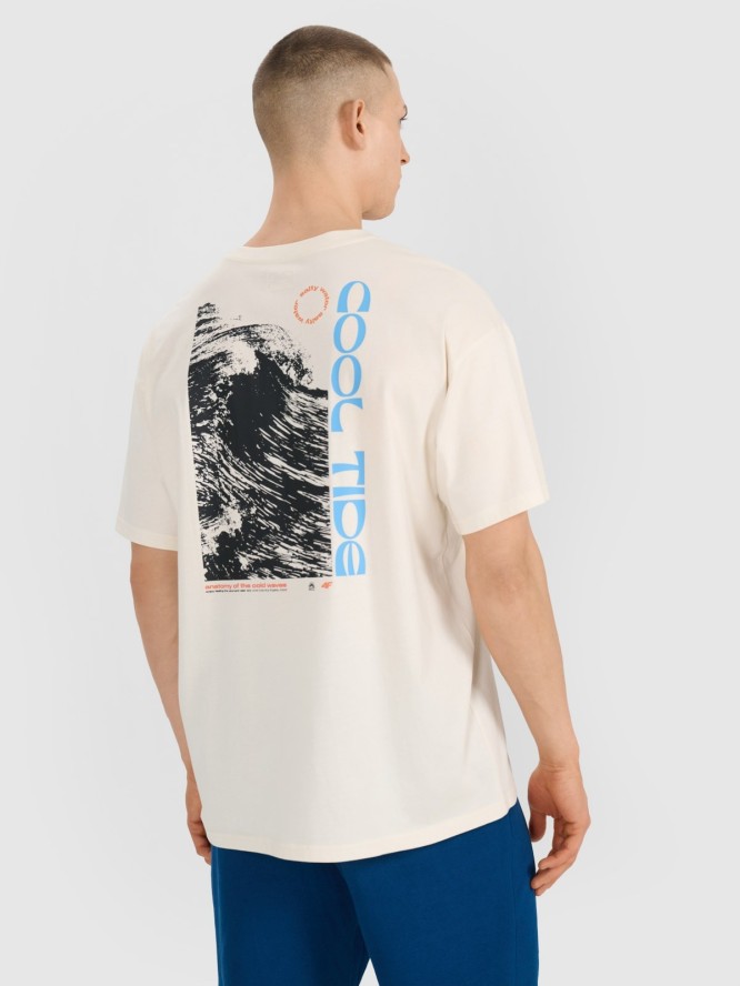 4F T-shirt oversize z nadrukiem męski - biały XXL