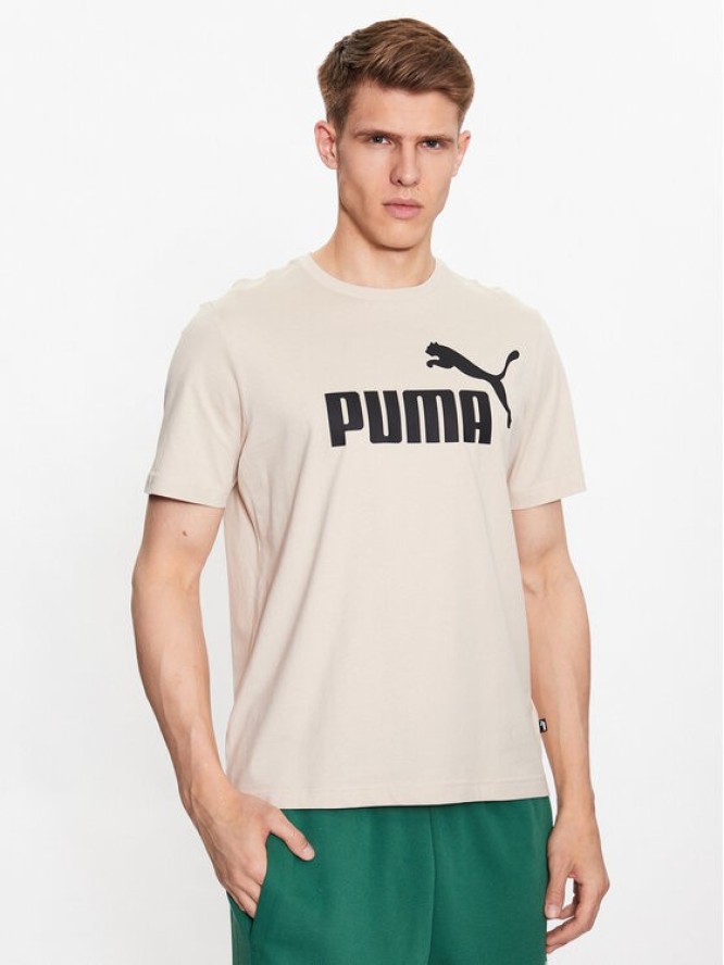 Puma T-Shirt Essentials Logo 586667 Beżowy Regular Fit