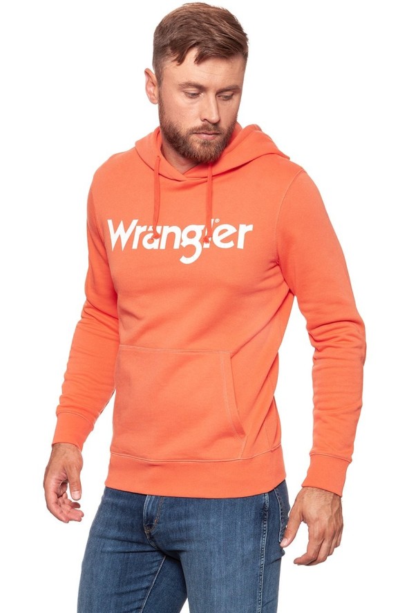 WRANGLER BLUZA LOGO HOODIE GLOW ORANGE W6527HY48