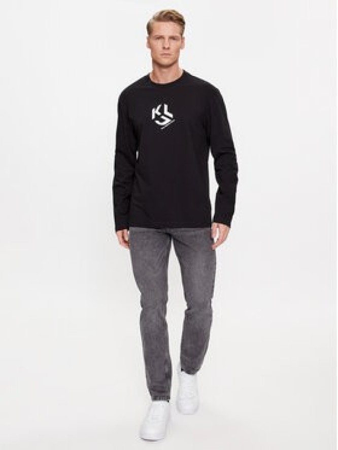 KARL LAGERFELD Longsleeve Klj Regular Monogram Lslv Tee 236D1705 Czarny Regular Fit